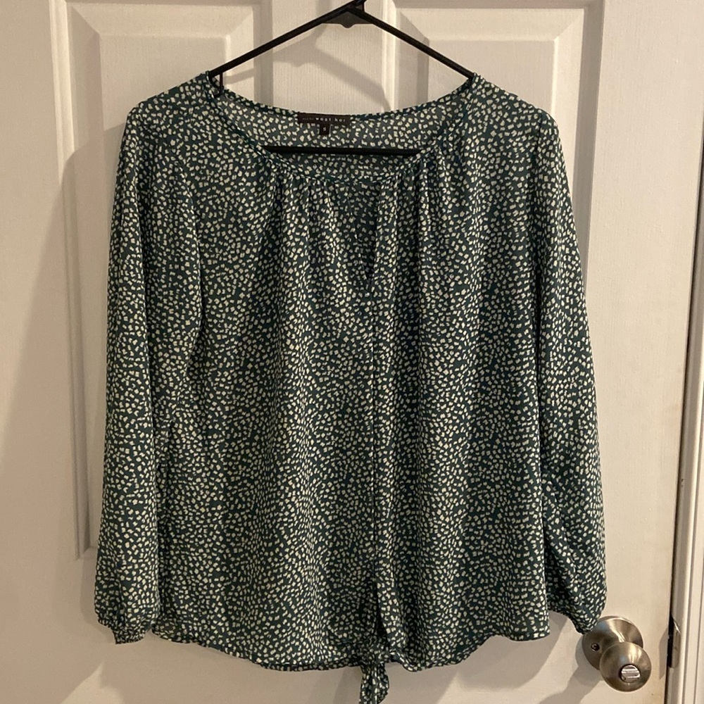 West Kei Women’s 3/4 Length Tie Front Green Blouse, Small